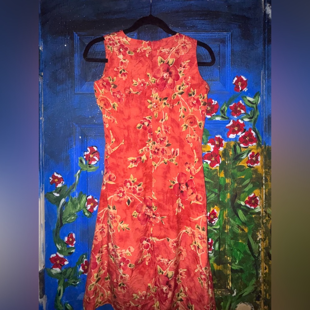 Tommy Bahama Floral Orange Sleeveless Dress - Picture 4 of 6